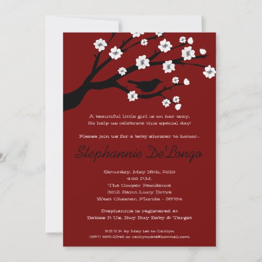 5x7 Cherry Blossom Tree Baby shower Invitation (Devant)