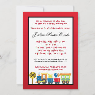 5x7 Choo Choo Train Red Birthday Party Kaart