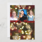 5x7 Christmas Gold Bokeh Lights Twinkle Carte phot (Devant)