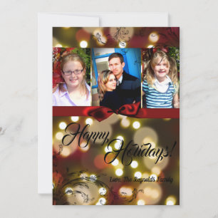 5x7 Christmas Gold Bokeh Lights Twinkle Carte phot