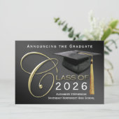 5x7 Classe de 2025 Black Graduation Faire-part (Debout devant)