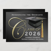 5x7 Classe de 2025 Black Graduation Faire-part (Devant / Derrière)