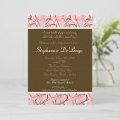 5x7 Coeurs rose et Brown Invitation Baby shower (Debout devant)
