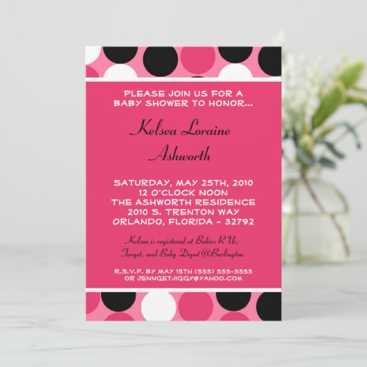 5x7 Colorée Polka Point Baby shower Invitation (Debout devant)