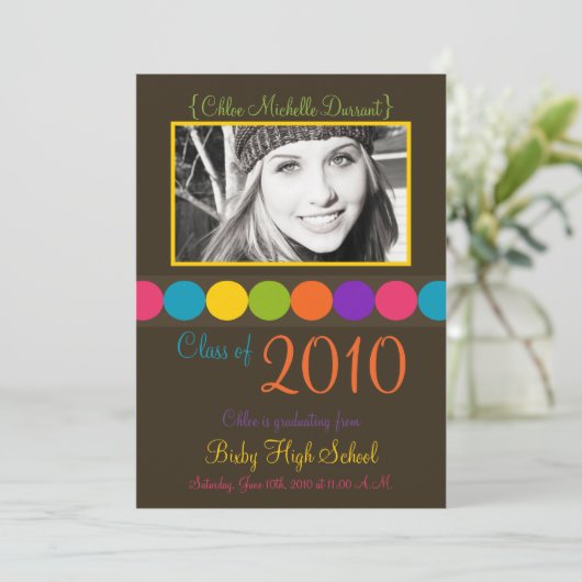 5x7 Colorful Brown Photo Graduation Faire-part (Debout devant)