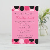 5x7 Colorful Pink Polka Dot Birthday Uitnodiging (Staand voorkant)