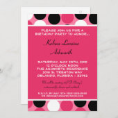 5x7 Colorful Pink Polka Dot Birthday Uitnodiging (Voorkant / Achterkant)