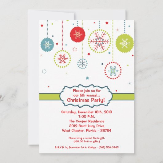 5x7 Colorful Snowflake Fête de Noël Invitation (Devant)