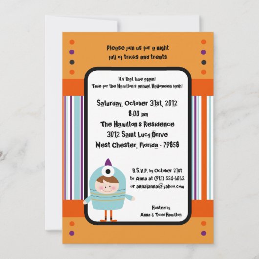 5x7 Costume Party Halloween Invitation (Devant)