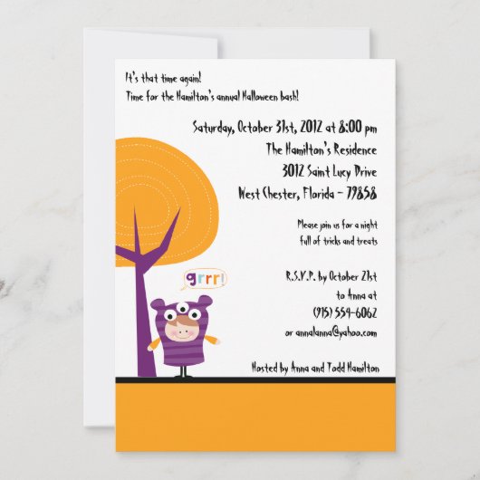 5x7 Costume Party Halloween Invitation (Devant)