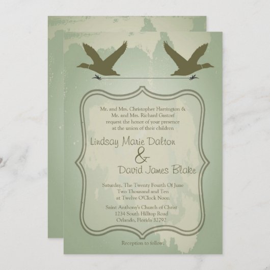 5x7 Country Duck Hunting Rustic Faire-part de mari (Devant / Derrière)