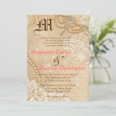 5x7 Country Lace Vint Victorien Faire-part de mari (Debout devant)