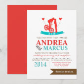 5x7 Couple d'amour sur Faire-part de mariage vélo (Devant / Derrière)