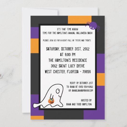 5x7 Créatures mignonnes Invitation de fête d'Hallo (Devant)