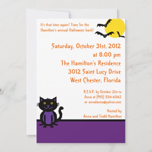 5x7 Créatures mignonnes Invitation de fête d'Hallo (Devant)