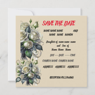 5x7 crème roze trouwkaart SAVE THE DATE