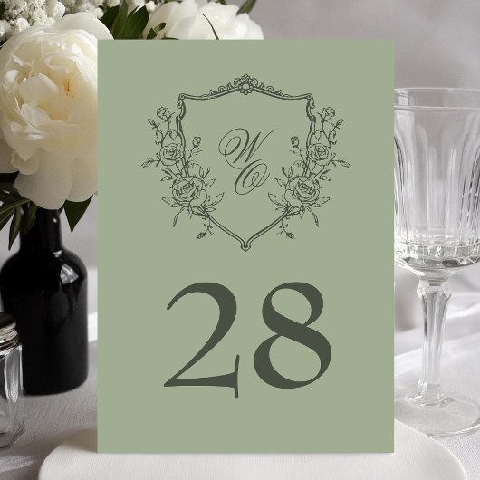5x7 Crest Huwelijk Olijfsalie Tafelnummer
