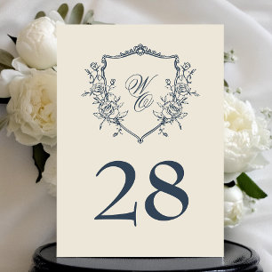 5x7 Crest Navy Cream Trouwtafel Nummer