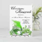 5x7 Crimson Green Masquerade Noël Invitation (Debout devant)