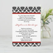 5x7 Crimson Red Damask Quinceanera Invitation (Debout devant)