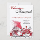 5x7 Crimson Red Masquerade Noël Invitation (Devant)
