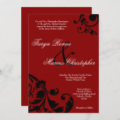 5x7 Crimson Rode Bloemen Linnen bruiloft uitnodigi Kaart (Voorkant / Achterkant)