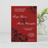 5x7 Crimson Rouge Floral Faire-part de mariage (Debout devant)