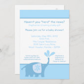 5x7 Cute Blue Elephant Baby shower Invitation (Devant / Derrière)