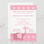 5x7 Cute Pink Elephant Baby shower Invitation Kaart (Voorkant / Achterkant)