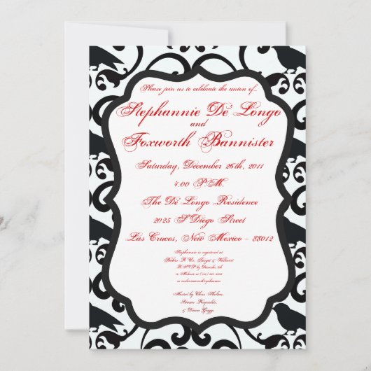 5x7 Damask Lace Fancy Elegant Wedding Invitations (Devant)