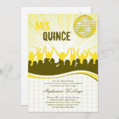 5x7 Danse Jaune Quinceanera Invitation (Devant / Derrière)