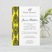 5x7 Dark Yellow Damask Invitation de fête d'annive (Debout devant)