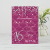 5x7 de roze Uitnodiging van 16 Verjaardag van de (Staand voorkant)