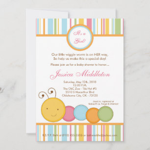 5x7 de Uitnodiging van het Baby shower van de Worm