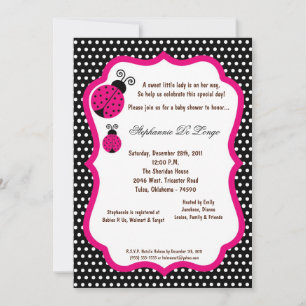 5x7 de zwarte Uitnodiging van Dame Bug Baby shower
