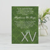 5x7 Diamant Emeral Quinceanera Invitation Annivers (Debout devant)