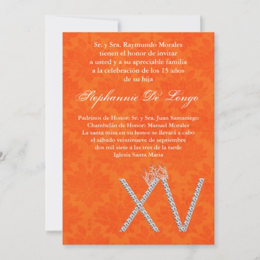 5x7 Diamant Topaz Quinceanera Invitation Anniversa (Devant)