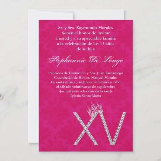 5x7 Diamant Topaz Quinceanera Invitation Anniversa (Devant)
