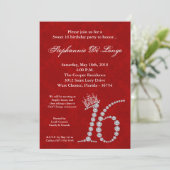 5x7 Diamond Ruby Crow Sweet 16 Birthday Invitation Kaart (Staand voorkant)