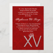 5x7 Diamond Ruby Quinceanera Invitation Anniversai (Devant / Derrière)