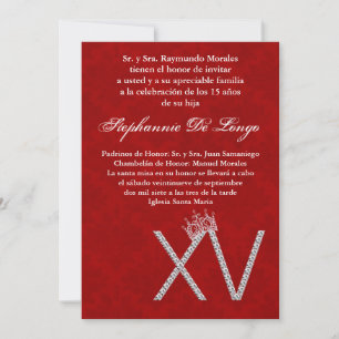5x7 Diamond Ruby Quinceanera Verjaardag Uitnodigin Kaart