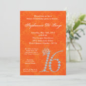 5x7 Diamond Topaz Sweet 16 Anniversaire Invitation (Debout devant)