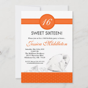 5x7 Diamonds Jewels Sweet 16 Birthday Invitation Kaart