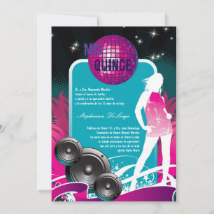5x7 DJ Dance Party Girl Quinceanera Uitnodiging