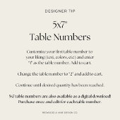 5x7" Élégant numéro de table florale de citron d'é