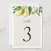 5x7" Élégant numéro de table florale de citron d'é (Devant)