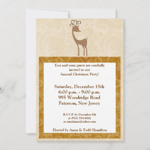 5x7 Elegant Reindeer Golden Scroll Uitnodiging
