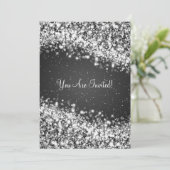 5x7 Elegant Weddenschap Sparging Wave Black Kaart (Staand voorkant)