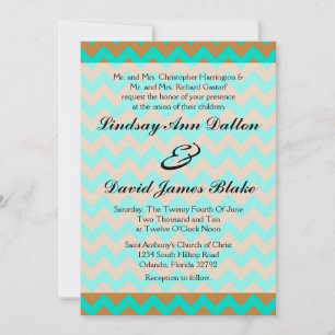 5x7 Faire-part de mariage Chevron Brown & Seafoam