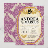 5x7 Faire-part de mariage de dentelle violette (Devant / Derrière)